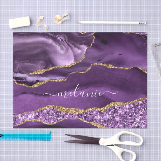 Paarse goudgistpapier met rotatieperij, Jouw naam Tissuepapier (Craft)
