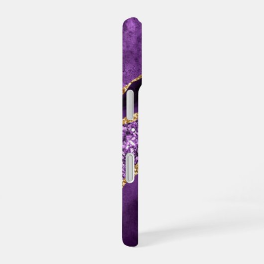 Paarse goudglitter - Aangepaste naam voor uw cadea iPhone 16 Hoesje (Rechterkant)