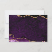Paarse goudglitter Agate Geode Wedding RSVP Kaartje (Achterkant)