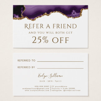 paarse goudglitter Agate Referral-Kaart Visitekaartje