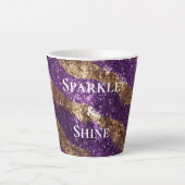 Paarse goudglitter latte mok (Voorkant)