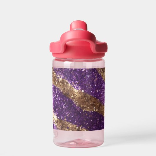 Paarse goudglitter waterfles (Achterkant)