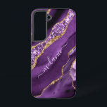 Paarse goudglittercadeautjes met Jouw naam Samsung Galaxy Hoesje<br><div class="desc">Samsung Galaxy Hoesje of iPhone Case met Agaat Paarse Violet Gold Glitter Geode Custom Name Sparkle Marble Gepersonaliseerde Verjaardag - Jubileum of Huwelijkscadeau / Leveranciers - Jouw namen toevoegen - Tekst of Verwijderen - Maak uw speciale cadeau - Formaat wijzigen en verplaatsen of verwijderen en toevoegen van tekst / onderdelen...</div>