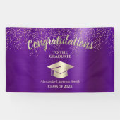 Paarse goudglitterklasse van 2022 Afstuderen Spandoek (Horizontaal)