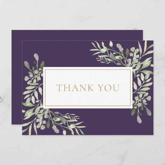 Paarse goudgroen begrafenis Memorial Bedankkaart (Voorkant / Achterkant)