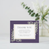 Paarse goudgroen begrafenis Memorial Bedankkaart (Staand voorkant)