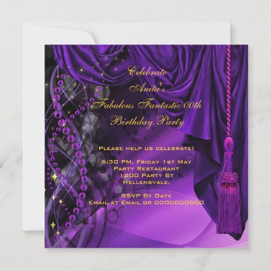 Paarse goudhals van de Fabulous Women's Birthday Kaart (Achterkant)