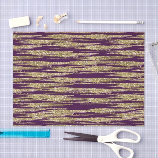 Paarse goudhoudende stripes tissuepapier (Craft)
