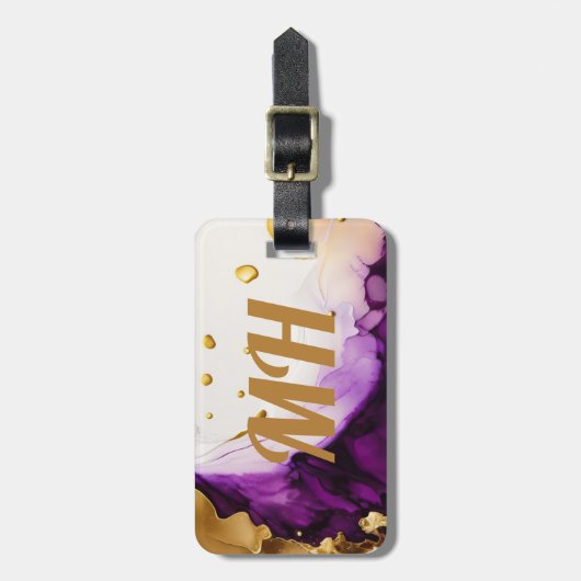 Paarse goudinfusie bagagelabel (Voorkant verticaal)