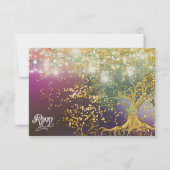 Paarse goudkleurige boeik-sproeier RSVP kaartje (Achterkant)