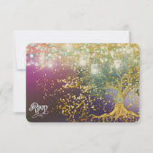 Paarse goudkleurige boeik-sproeier RSVP kaartje (Achterkant)