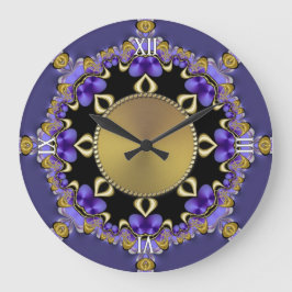 Paarse goudkleurige wandklok