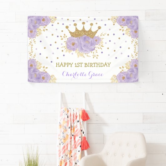 Paarse goudkroonprinses Birthday Spandoek (Insitu)