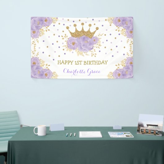 Paarse goudkroonprinses Birthday Spandoek (Beurs)