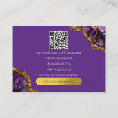Paarse goudmagegeode Glitter-monogram QR-code Visitekaartje (Achterkant)