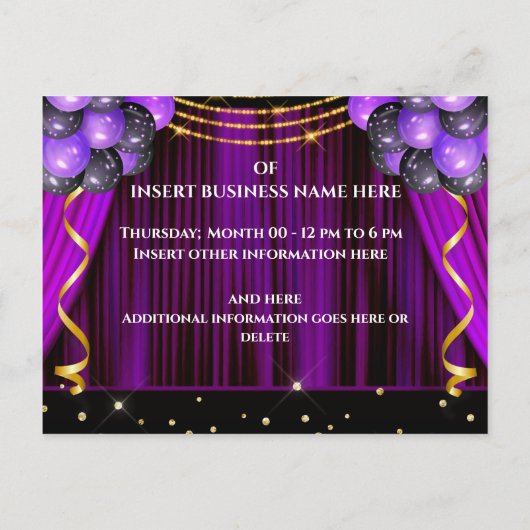 Paarse goudmakelaarster voor grote ondernemingen aankondigingskaart (Achterkant)