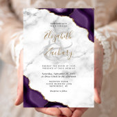 Paarse goudmakerij - marmer Wedding Kaart