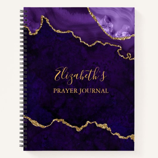 Paarse goudmarmer Agate Geode Prayer Journal Notitieboek (Voorkant)