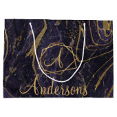 Paarse goudmarmer-inefonogram, kerstnaam groot cadeauzakje (Achterkant)