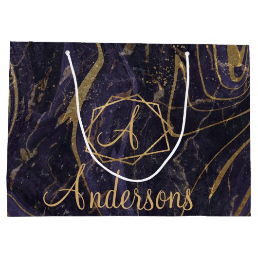 Paarse goudmarmer-inefonogram, kerstnaam groot cadeauzakje (Achterkant)