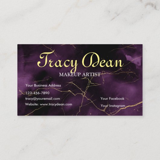 Paarse goudmarmer, modern, eenvoudig professioneel visitekaartje (Achterkant)