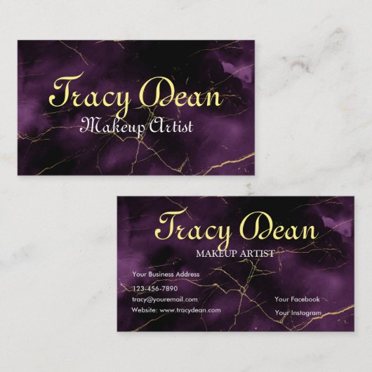 Paarse goudmarmer, modern, eenvoudig professioneel visitekaartje (Voorkant / Achterkant)