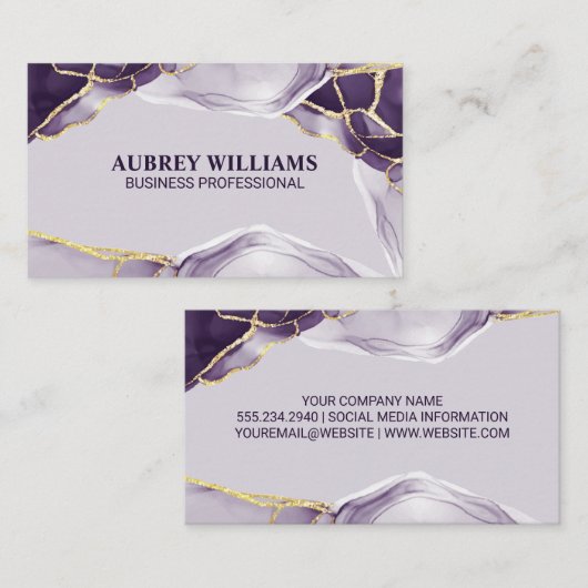 Paarse goudmarmer visitekaartje (Voorkant / Achterkant)