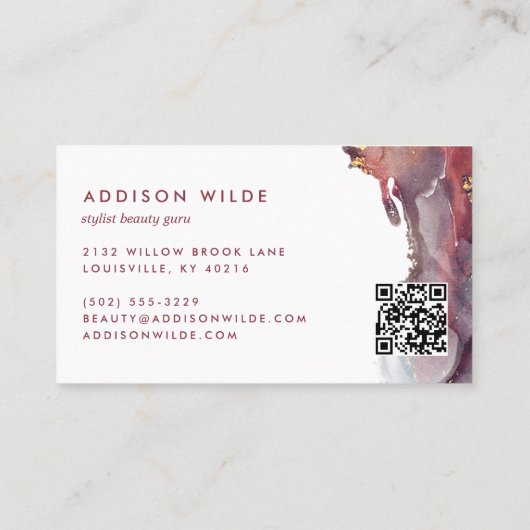 Paarse goudmatige kunst Vloeibare Waterverf Inkt Q Visitekaartje (Achterkant)