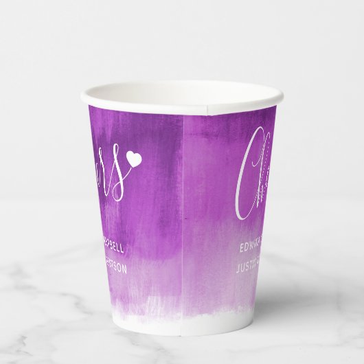 Paarse goudmauve abstracte ultraviolette bruiloft papieren bekers (Rechts)