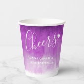 Paarse goudmauve abstracte ultraviolette bruiloft papieren bekers (Voorkant)