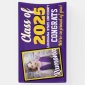 Paarse & goudmonogram & foto-Afstuderen Spandoek (Verticaal)