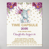 Paarse goudolifantenne Capsule Birthday Sign Poster (Voorkant)