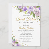 Paarse goudpels - Sweet Sixteen - Invite Kaart (Voorkant)