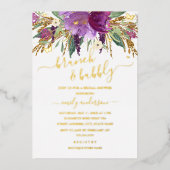 Paarse goudplatenfabriek Amethyst Vrijgezellenfees Folie Uitnodiging (Voorkant)