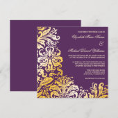 Paarse goudpleisters in het huwelijk kaart (Voorkant / Achterkant)