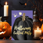 Paarse goudpompoen Halloween Cocktail Party Folie Uitnodiging