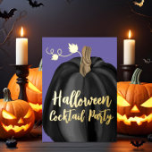 Paarse goudpompoen Halloween Cocktail Party Folie Uitnodiging