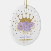 Paarse goudprinses Baby eerste kerstkerkerst Keramisch Ornament (Rechts)
