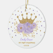 Paarse goudprinses Baby eerste kerstkerkerst Keramisch Ornament (Links)