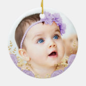 Paarse goudprinses Baby eerste kerstkerkerst Keramisch Ornament (Achterkant)