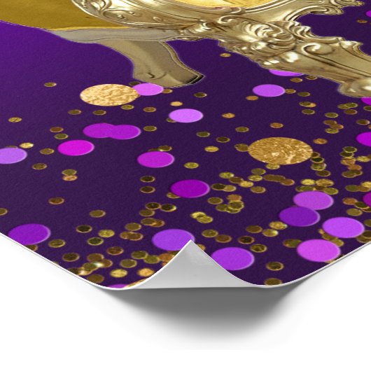 Paarse goudprinses Baby shower Welkomstteken Poster (Hoek)