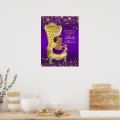 Paarse goudprinses Baby shower Welkomstteken Poster (Keuken)