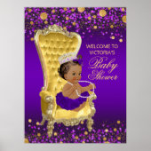 Paarse goudprinses Baby shower Welkomstteken Poster (Voorkant)