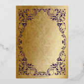 Paarse goudprinses Tiara Quinceañera Folie Uitnodiging (Achterkant)