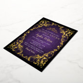  Paarse goudprinses Tiara Quinceañera Folie Uitnodiging (Gedraaid)