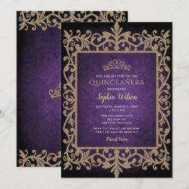  Paarse goudprinses Tiara Quinceañera Kaart