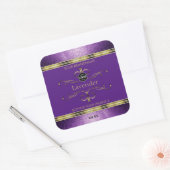 Paarse goudproductlabels Glitter Border Add Logo Vierkante Sticker (Envelop)