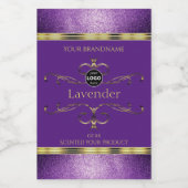 Paarse goudproductlabels Glitter Border Add Logo Voedselcontainer Etiket (Enkel label)