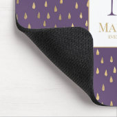 Paarse goudregendruppel Modern Trendy Monogram Muismat (Hoek)