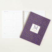 Paarse goudregendruppel Modern Trendy Monogram Planner (Display)